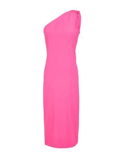 Laura Urbinati Woman Midi Dress Fuchsia Size 8 Silk, Elastane In Pink