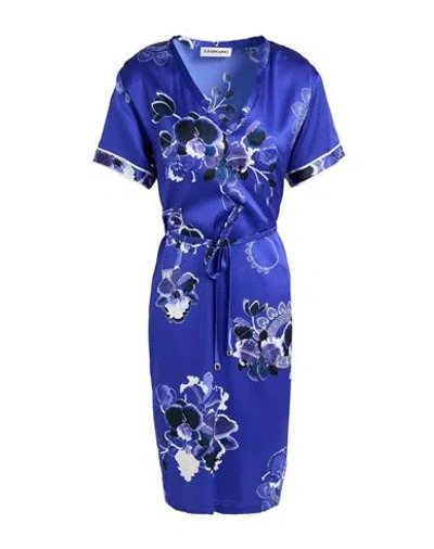 Leonard Paris Woman Midi Dress Purple Size 10 Silk, Elastane In Blue