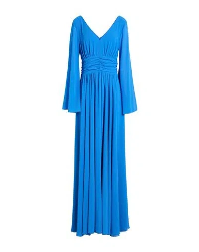 Lanacaprina Woman Maxi Dress Azure Size 12 Polyester In Blue