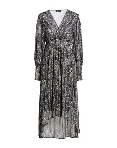 Dondup Woman Maxi Dress Midnight Blue Size 10 Viscose In Gray