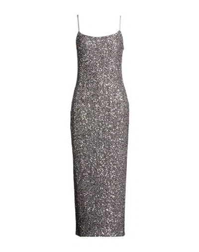Manila Grace Woman Midi Dress Silver Size 8 Polyester, Elastane In Silver