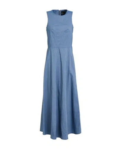 Soko Ni Inai Woman Maxi Dress Slate Blue Size L Viscose, Polyamide, Elastane In Blue