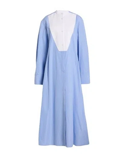 Jil Sander Woman Maxi Dress Sky Blue Size 8 Cotton In Blue
