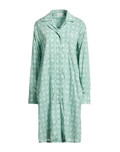 Fedeli Woman Midi Dress Light Green Size 8 Cotton, Elastane In Green