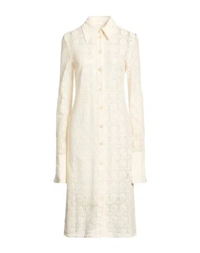 Sportmax Woman Midi Dress Ivory Size L Cotton, Polyamide In White