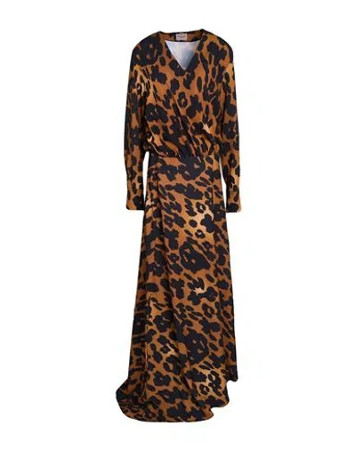 Mariuccia Woman Maxi Dress Tan Size L Polyester, Elastane In Black