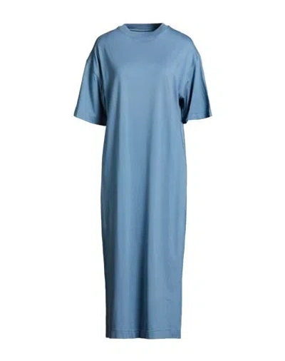 Fedeli Woman Midi Dress Slate Blue Size 6 Cotton In Blue