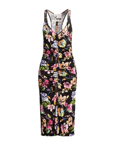 8pm Woman Midi Dress Black Size S Viscose, Elastane In Black