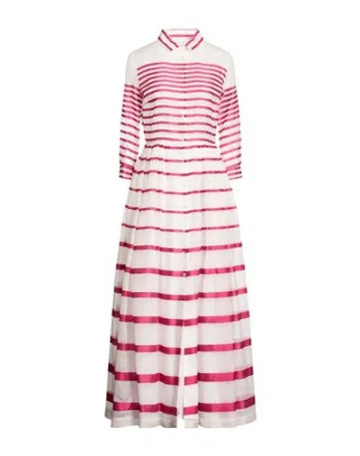 Sara Roka Woman Maxi Dress Fuchsia Size 8 Cotton, Silk In Pink