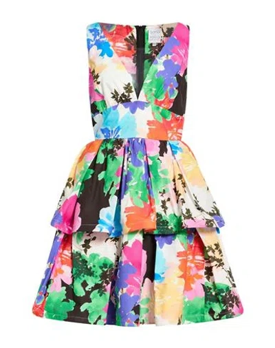 Sara Roka Woman Mini Dress Green Size 4 Cotton In Multi