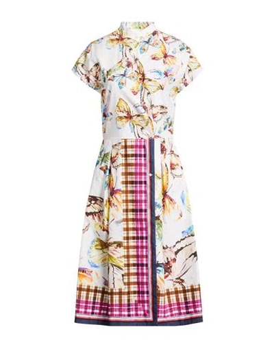 Sara Roka Woman Midi Dress Fuchsia Size 10 Cotton In Multi