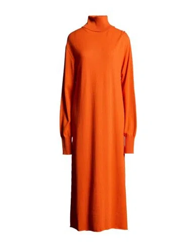 Jil Sander Woman Midi Dress Orange Size 6 Cashmere In Orange