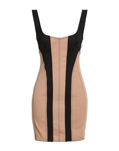 Pinko Woman Mini Dress Light Brown Size 4 Cotton, Elastane, Viscose, Polyamide In Neutral