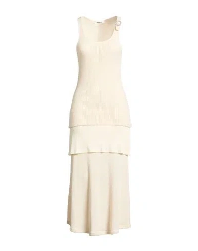Wales Bonner Woman Maxi Dress Ivory Size M Cotton, Viscose, Elastane In Neutral