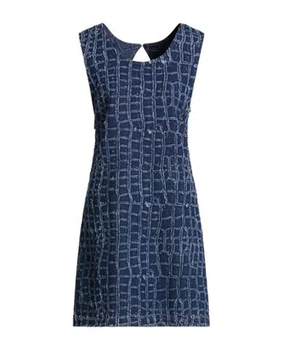 Msgm Woman Mini Dress Blue Size 10 Cotton In Blue