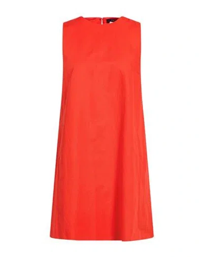 Weekend Max Mara Woman Mini Dress Coral Size 4 Cotton, Linen In Orange