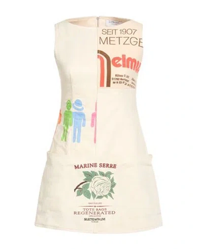 Marine Serre Woman Mini Dress Cream Size 10 Cotton In Neutral