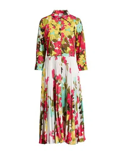 Sara Roka Woman Midi Dress Fuchsia Size 8 Polyester, Cotton, Elastane In Multi