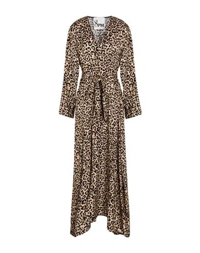 8pm Woman Maxi Dress Beige Size M Viscose In Animal Print