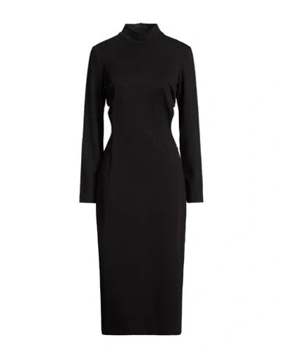 Vicolo Woman Midi Dress Black Size L Cotton, Polyamide, Elastane In Black