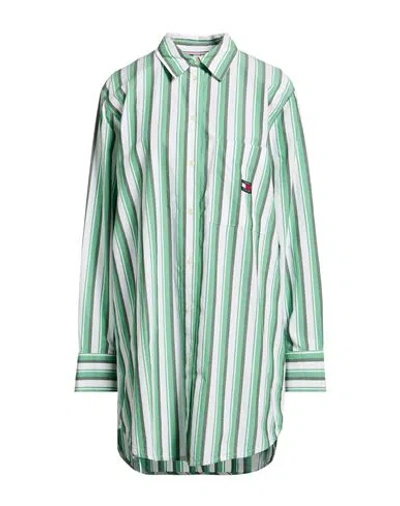 Tommy Jeans Woman Mini Dress Green Size L Cotton In Green