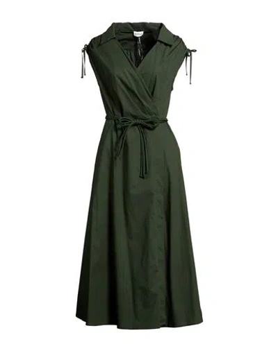 Marella Woman Maxi Dress Dark Green Size 12 Cotton, Elastane In Green