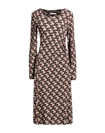 Maliparmi Malìparmi Woman Midi Dress Taupe Size 8 Viscose, Elastane In Multi
