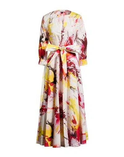 Nina 14.7 Woman Maxi Dress Yellow Size L Cotton, Elastane In Multi