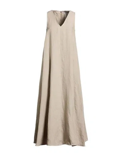 Max Mara Woman Maxi Dress Grey Size 10 Linen In Neutral