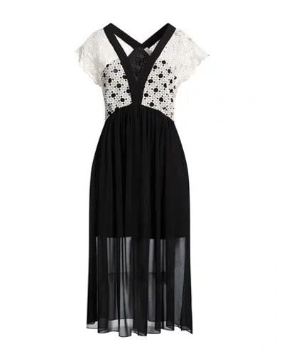 Sandro Woman Midi Dress White Size 8 Polyester In Black