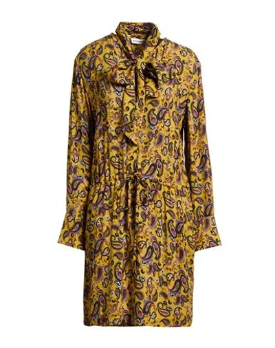 Attic And Barn Woman Mini Dress Mustard Size 6 Viscose In Multi