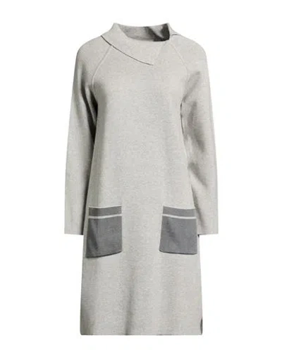Diana Gallesi Woman Midi Dress Light Grey Size S Cotton, Viscose, Polyamide, Elastane In Gray
