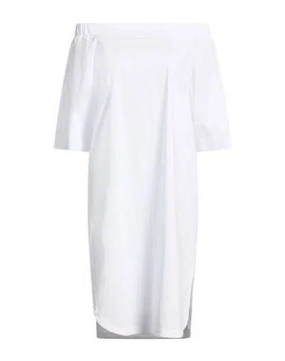 D Exterior D. Exterior Woman Midi Dress White Size M Cotton, Polyamide, Elastane In White