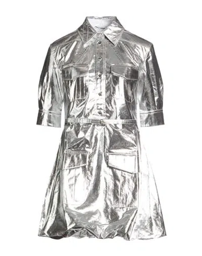 Rabanne Woman Mini Dress Silver Size 6 Cotton, Polyurethane In Silver
