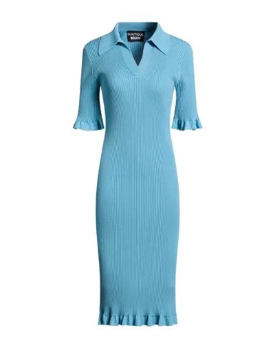 Boutique Moschino Woman Midi Dress Sky Blue Size 6 Virgin Wool In Blue