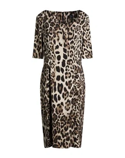 Clips Woman Midi Dress Grey Size 14 Viscose, Elastane In Brown