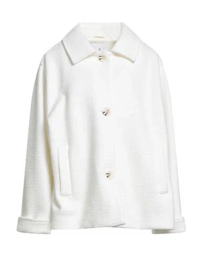 Xandres Gold Woman Jacket White Size 22 Polyester, Cotton, Viscose, Elastane In White