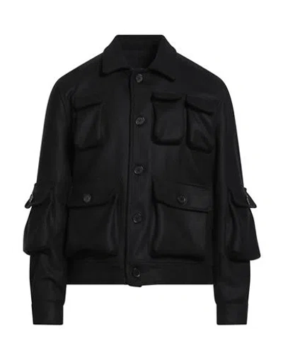 I'm Brian Man Jacket Black Size L Wool, Cotton In Black