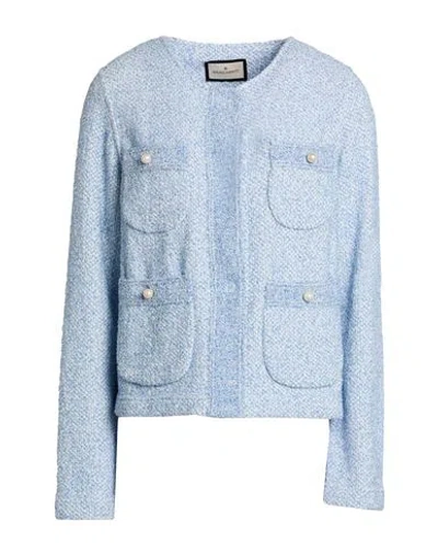 Bruno Manetti Woman Jacket Azure Size 8 Cotton, Viscose, Polyester, Nylon In Blue