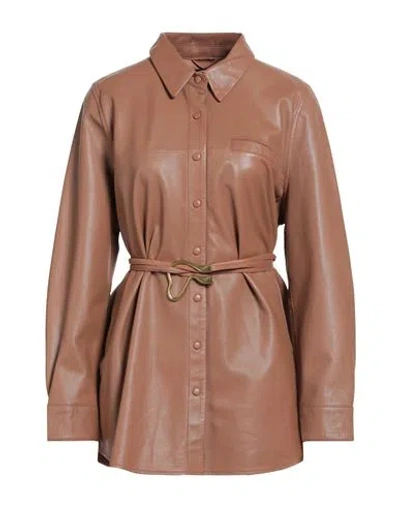 Ibana Woman Shirt Tan Size 14 Leather In Brown