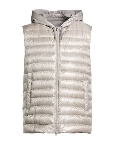 Herno Man Vest Beige Size 44 Polyamide, Polyester, Cotton In Silver
