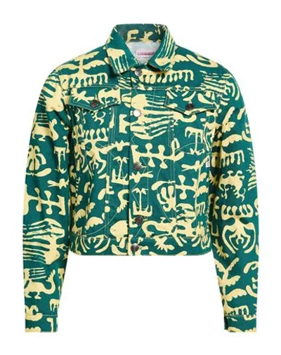 Charles Jeffrey Loverboy Man Denim Outerwear Emerald Green Size M Cotton In Green