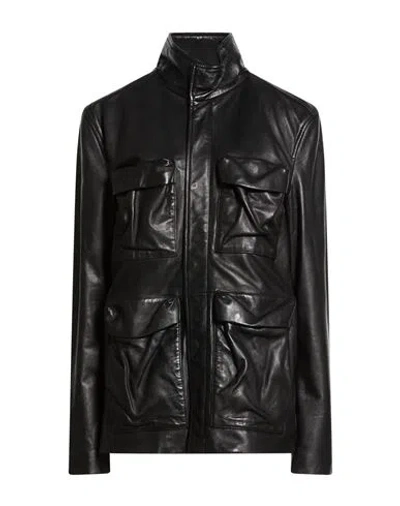 Diesel Woman Jacket Black Size 14 Lambskin In Black