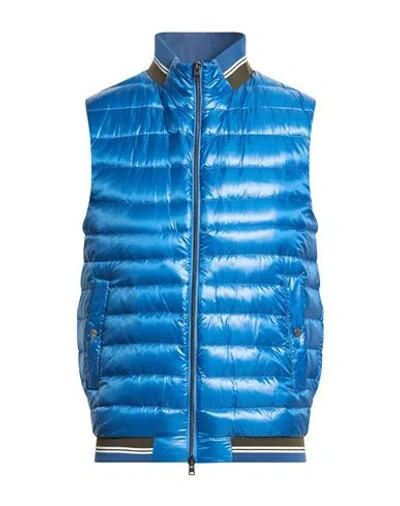 Herno Man Vest Azure Size 40 Polyamide, Elastane In Blue