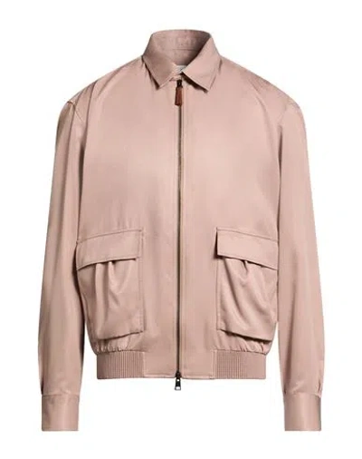 Brioni Man Jacket Light Brown Size Xxl Silk In Brown