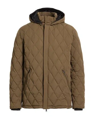 Homeward Clothes Co. Man Puffer Military Green Size L Nylon, Elastane In Green