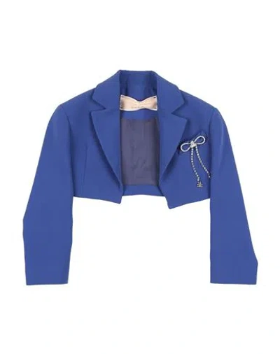 Elisabetta Franchi La Mia Bambina Toddler Girl Blazer Blue Size 4 Polyester In Blue