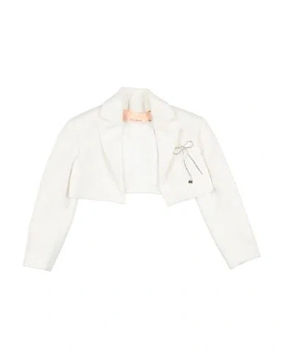 Elisabetta Franchi La Mia Bambina Toddler Girl Blazer White Size 4 Polyester In Blue