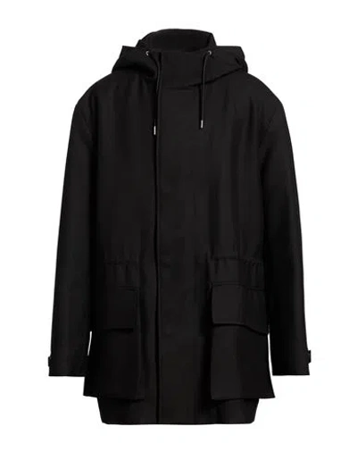 Sandro Man Coat Black Size Xl Polyester, Virgin Wool In Black