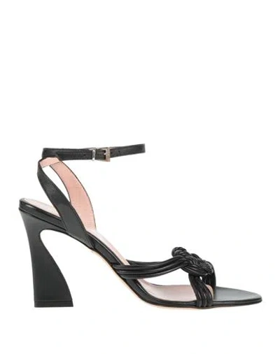 Anna F . Woman Sandals Black Size 6 Leather In Multi